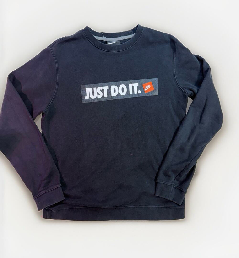 Vintage Nike “just Do It” Crewneck Sweater Black Sz M Mens Y2K Unisex (d18)